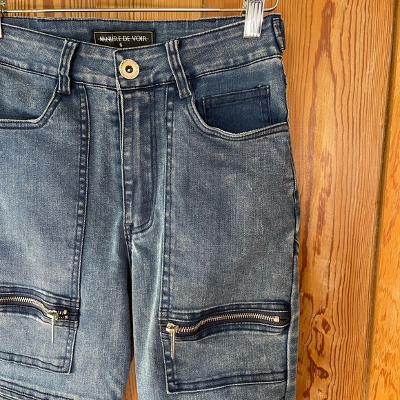 ✨ Maniere De Voir ✨ Super Stretch Moto Style Skinny Jeans ~ Size 6 💛🍄 - Picture 3 of 7